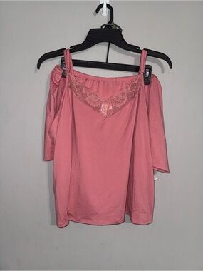 Joyspun Women’s Pink Mauve Lace Trim Cami Pajama Set XL